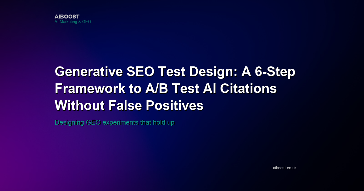 Generative SEO test design framework cover for AiBoost