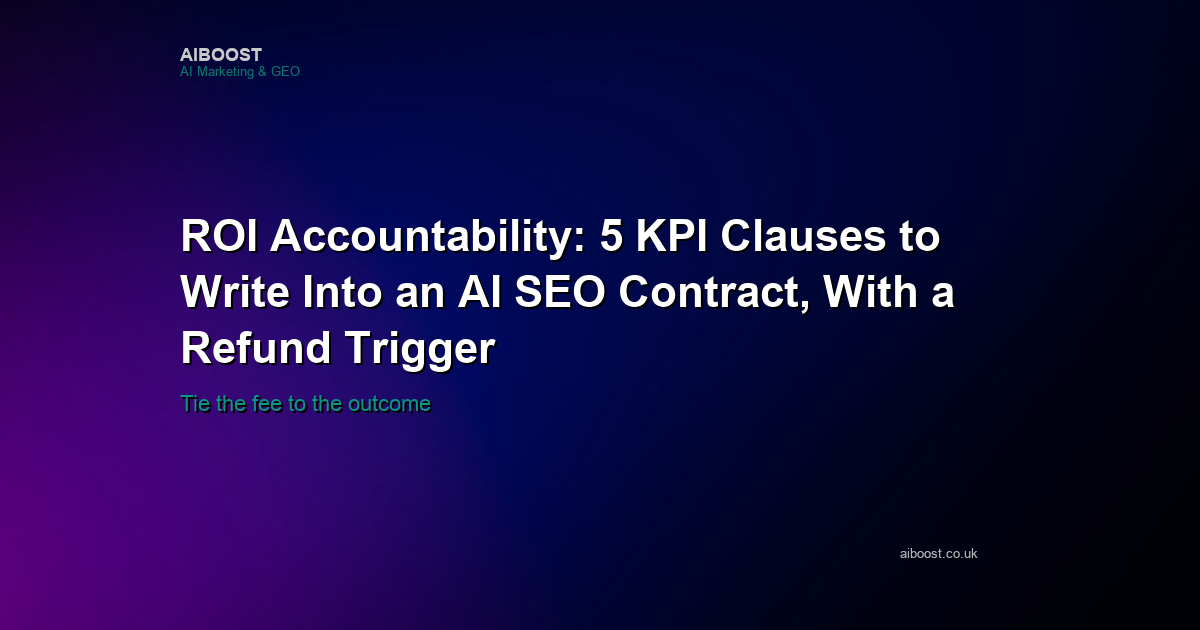 AI SEO contract KPI clauses and refund trigger cover for AiBoost