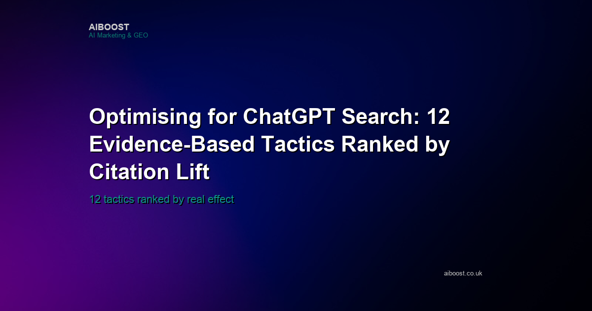 Evidence-based ChatGPT search optimisation playbook cover for AiBoost