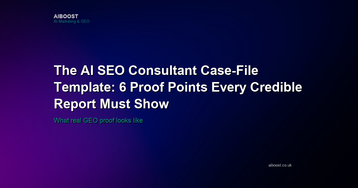 AI SEO consultant case-file proof template cover for AiBoost