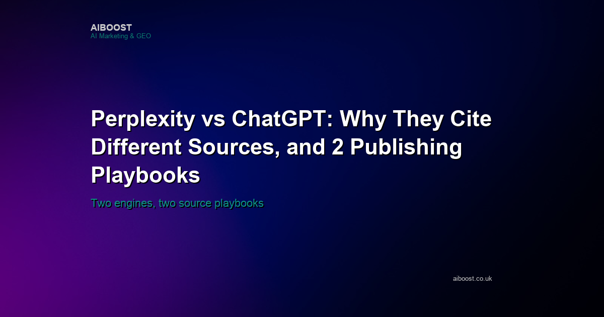 Perplexity versus ChatGPT source preference playbooks cover for AiBoost