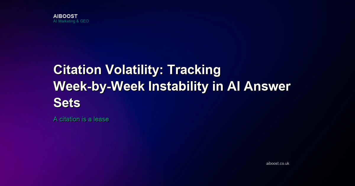Citation volatility cover showing week-by-week instability in AI answer sets.